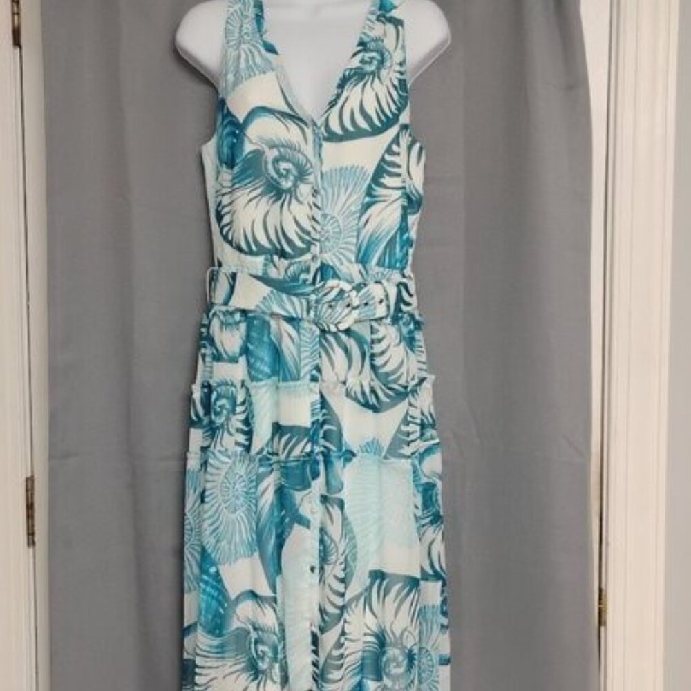 ❤️New $175 WHBM WHITE HOUSE BLACK MARKET Button Front Zip Back Long Dress Sz 8